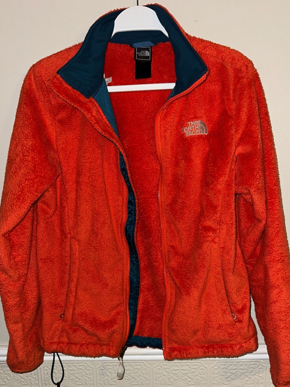 The North Face Osito Orange Plush Teddy Fleece Jacket with Dark Trim